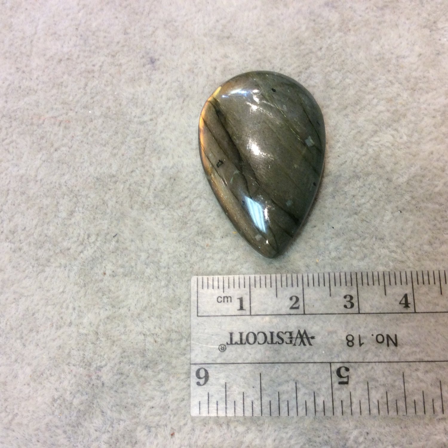 SPECIAL BATCH - AAA Pear/Teardrop Shape Peach/Orange Labradorite Domed Back Cabochon - Measuring 25mm x 38mm, 8mm Dome Height - Gemstone Cab