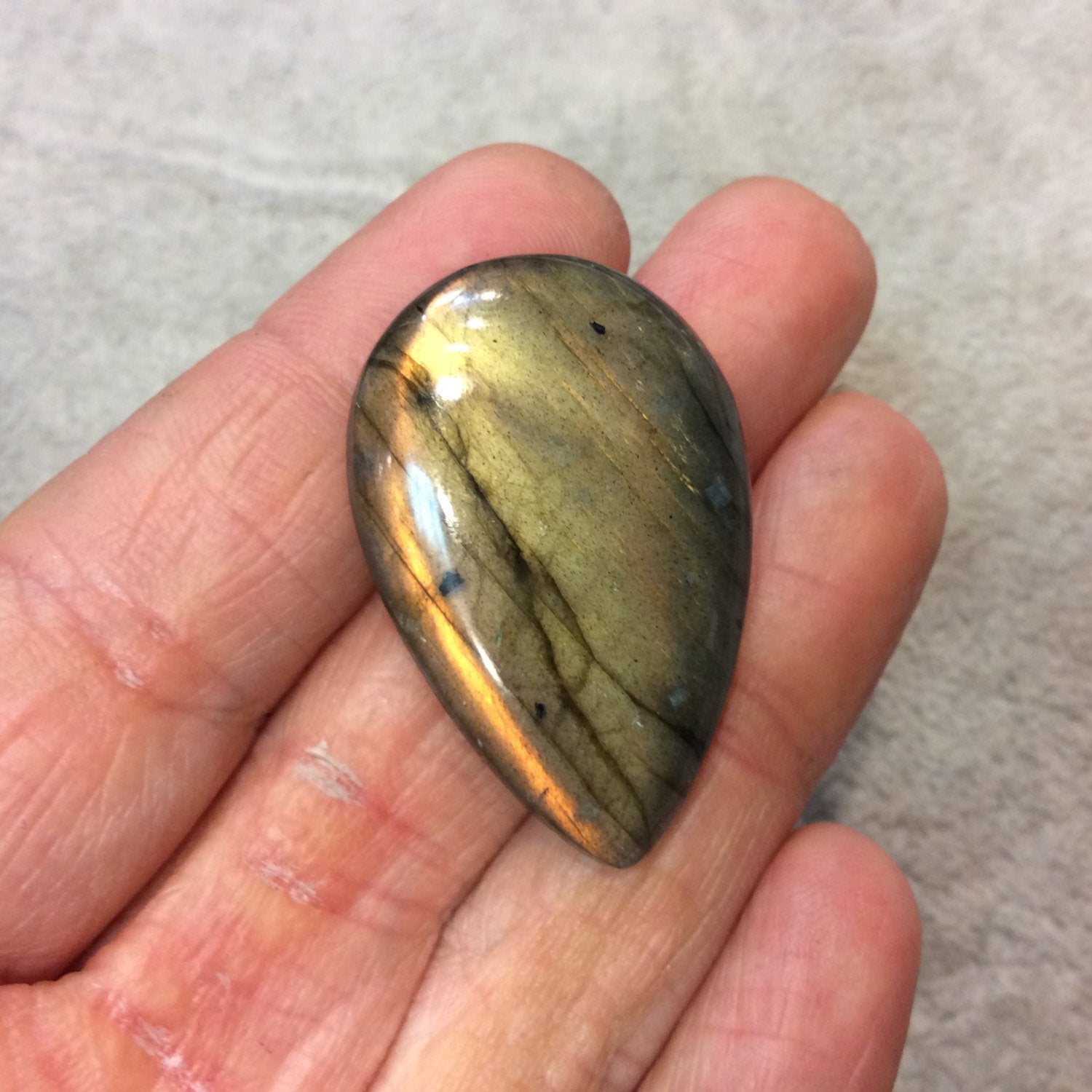 SPECIAL BATCH - AAA Pear/Teardrop Shape Peach/Orange Labradorite Domed Back Cabochon - Measuring 25mm x 38mm, 8mm Dome Height - Gemstone Cab