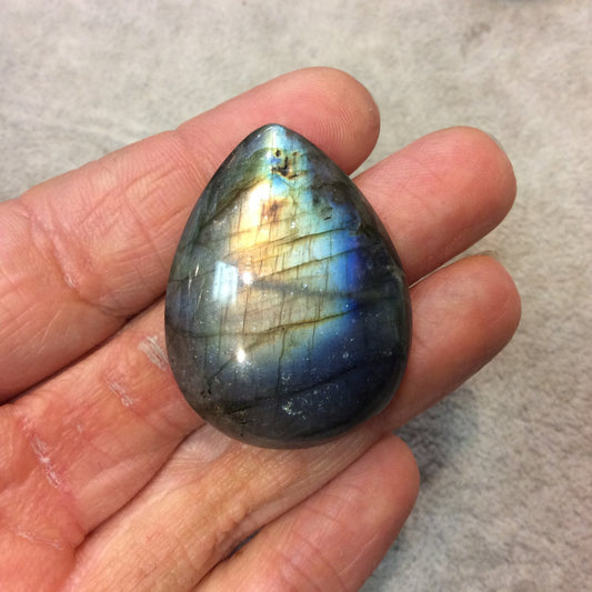 SPECIAL BATCH - AAA Pear/Teardrop Shaped Rainbow Labradorite Domed Back Cabochon - Measuring 30mm x 39mm, 9mm Dome Height - Gemstone Cab