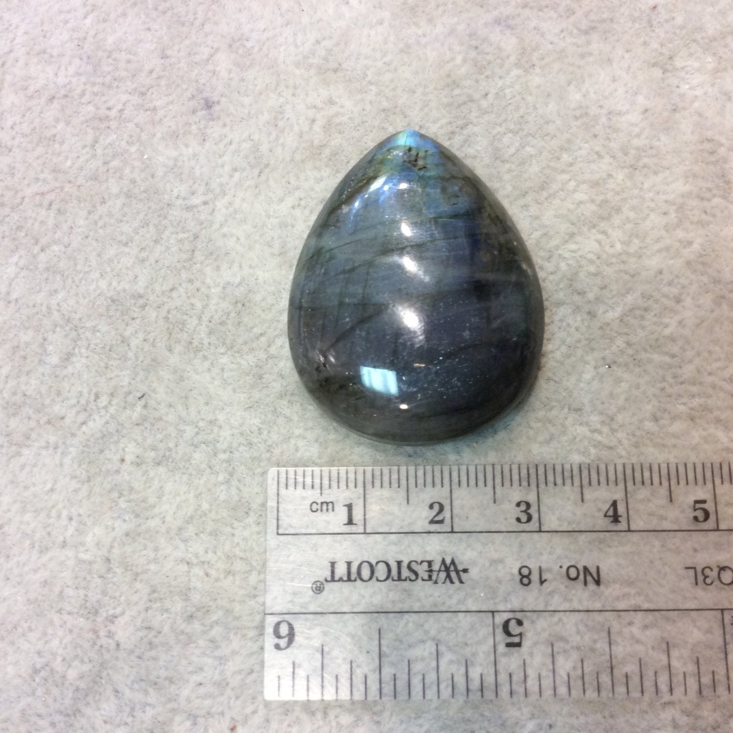 SPECIAL BATCH - AAA Pear/Teardrop Shaped Rainbow Labradorite Domed Back Cabochon - Measuring 30mm x 39mm, 9mm Dome Height - Gemstone Cab
