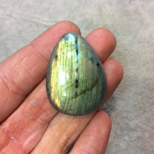 SPECIAL BATCH - AAA Pear/Teardrop Shape Green/Orange Labradorite Domed Back Cabochon - Measuring 29mm x 40mm, 9mm Dome Height - Gemstone Cab