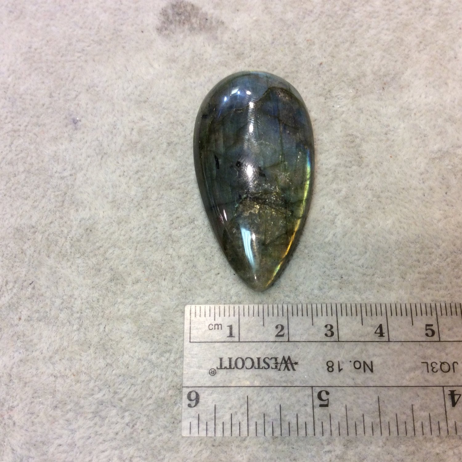 SPECIAL BATCH - AAA Pear/Teardrop Shaped Rainbow Labradorite Flat Back Cabochon - Measuring 28mm x 52mm, 8mm Dome Height - Gemstone Cab