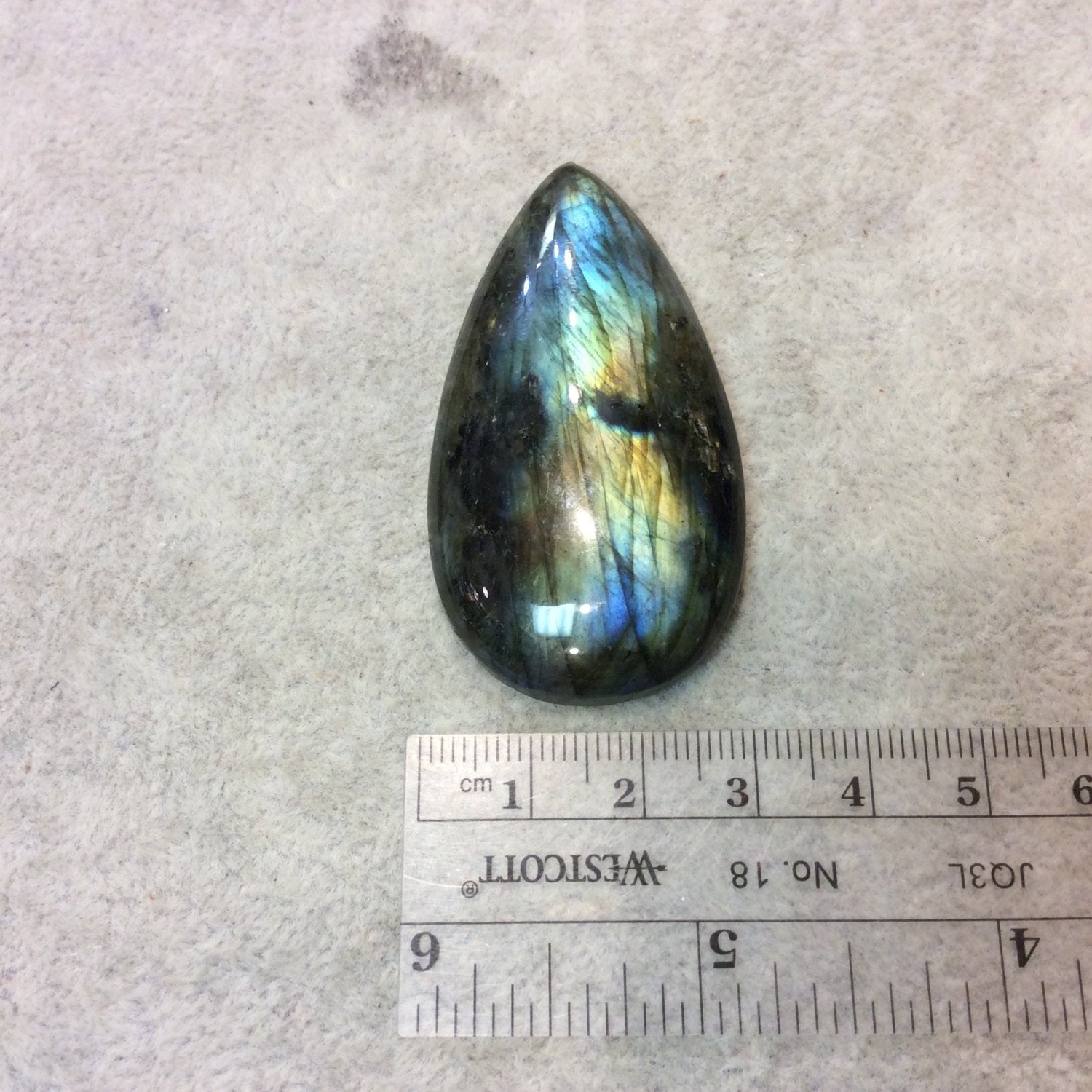 SPECIAL BATCH - AAA Pear/Teardrop Shaped Rainbow Labradorite Domed Back Cabochon - Measuring 30mm x 56mm, 9mm Dome Height - Gemstone Cab