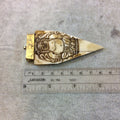 SALE 3.25" Light Brown Pointed Arrow Shaped Natural Ox Bone Pendant with Carved Buddha Design - Measuring 40 x 84mm, Approx. - (TR325LBCBFA)