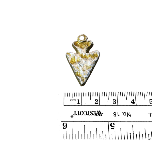 1.25" Heavy Gold/Silver Plated Raw Brass Arrow/Arrowhead Shaped Textured Charm/Pendant - Measuring 21mm x 34mm, Approx. - Sold Individually