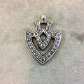 2" Heavy Silver Plated Raw Brass Arrow/Arrowhead Shaped Textured Charm/Pendant - Measuring 42mm x 52mm, Approx. - Sold Individually
