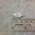 Sterling Silver Faceted Oval Shaped Moonstone Bezel Connector Component - Measuring 10mm x 15mm - Natural Semi-Precious Gemstone