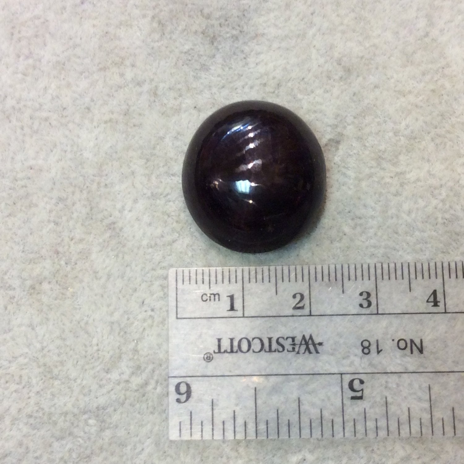 OOAK High Quality AAA Oval Shaped Dark Plum Star Garnet Flat Back Cabochon - Measuring 22mm x 24mm, 10mm Dome Height - Natural Gemstone Cab