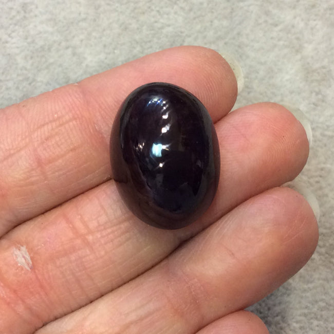 OOAK High Quality AAA Oval Shaped Dark Plum Star Garnet Flat Back Cabochon - Measuring 17mm x 23mm, 12mm Dome Height - Natural Gemstone Cab