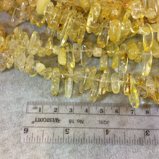 Natural Yellow Lemon Quartz Stick Beads - 15.5" Strand (Approximately 87 Beads) - Measuring 3-5mm x 12-25mm - Natural Semi-Precious Gemstone