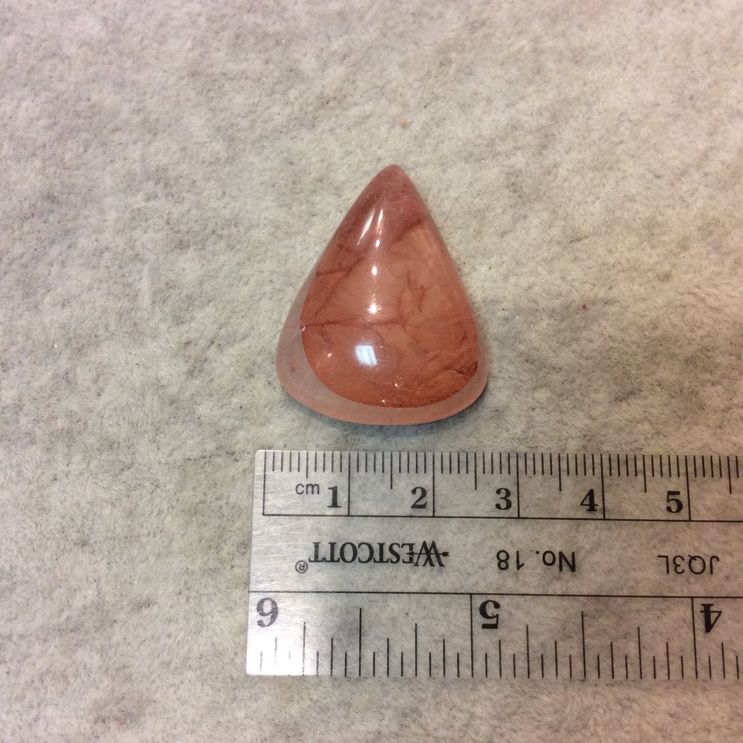 Strawberry Quartz Pear/Teardrop Shaped Flat Back Cabochon - Measuring 26mm x 33mm, 9mm Dome Height - Natural High Quality Gemstone