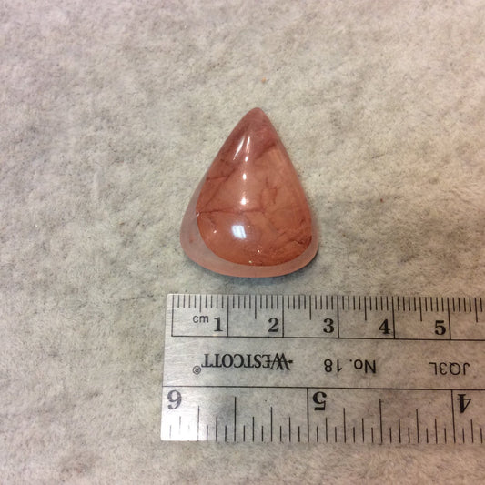 Strawberry Quartz Pear/Teardrop Shaped Flat Back Cabochon - Measuring 26mm x 33mm, 9mm Dome Height - Natural High Quality Gemstone