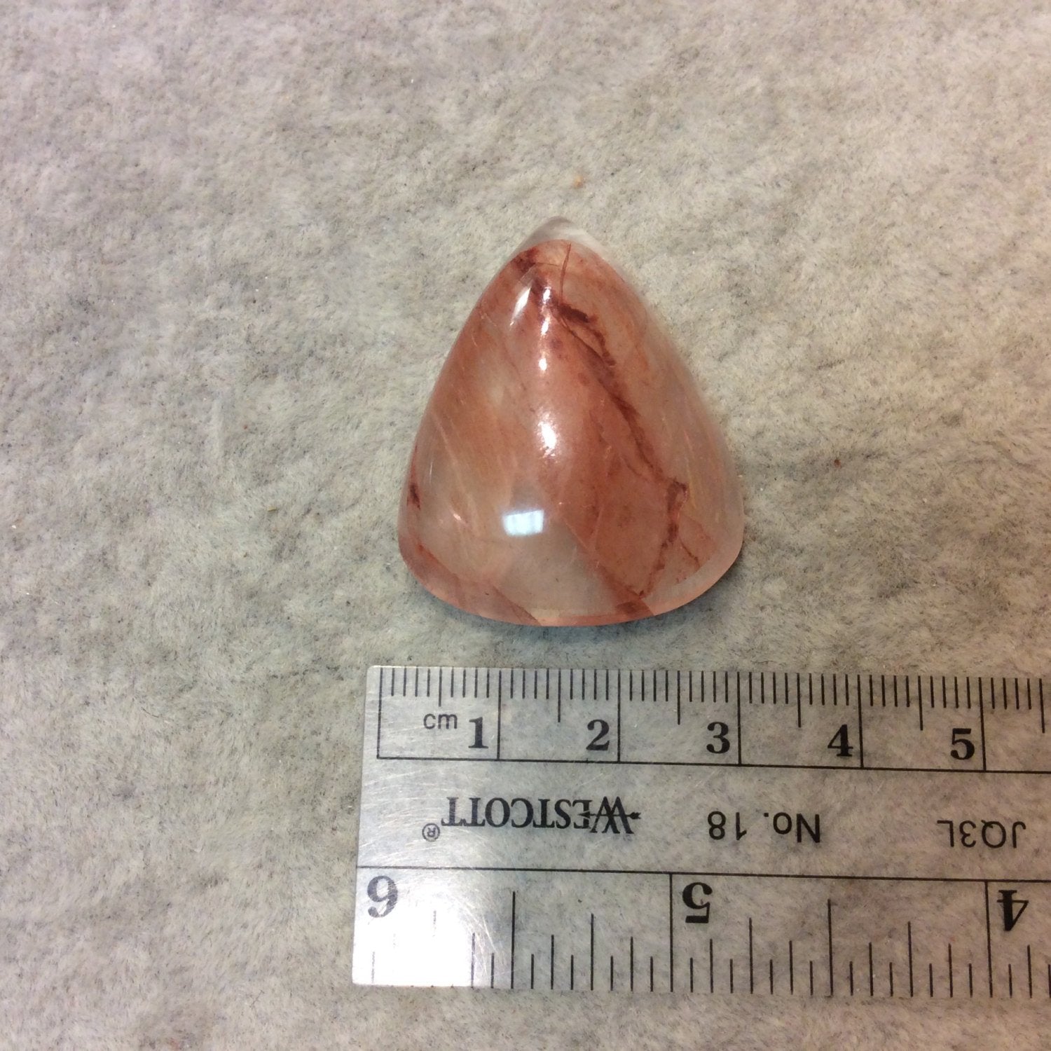 Strawberry Quartz Pear/Teardrop Shaped Flat Back Cabochon - Measuring 30mm x 37mm, 10mm Dome Height - Natural High Quality Gemstone