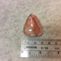 Strawberry Quartz Pear/Teardrop Shaped Flat Back Cabochon - Measuring 30mm x 37mm, 10mm Dome Height - Natural High Quality Gemstone