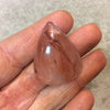 Strawberry Quartz Pear/Teardrop Shaped Flat Back Cabochon - Measuring 30mm x 37mm, 10mm Dome Height - Natural High Quality Gemstone