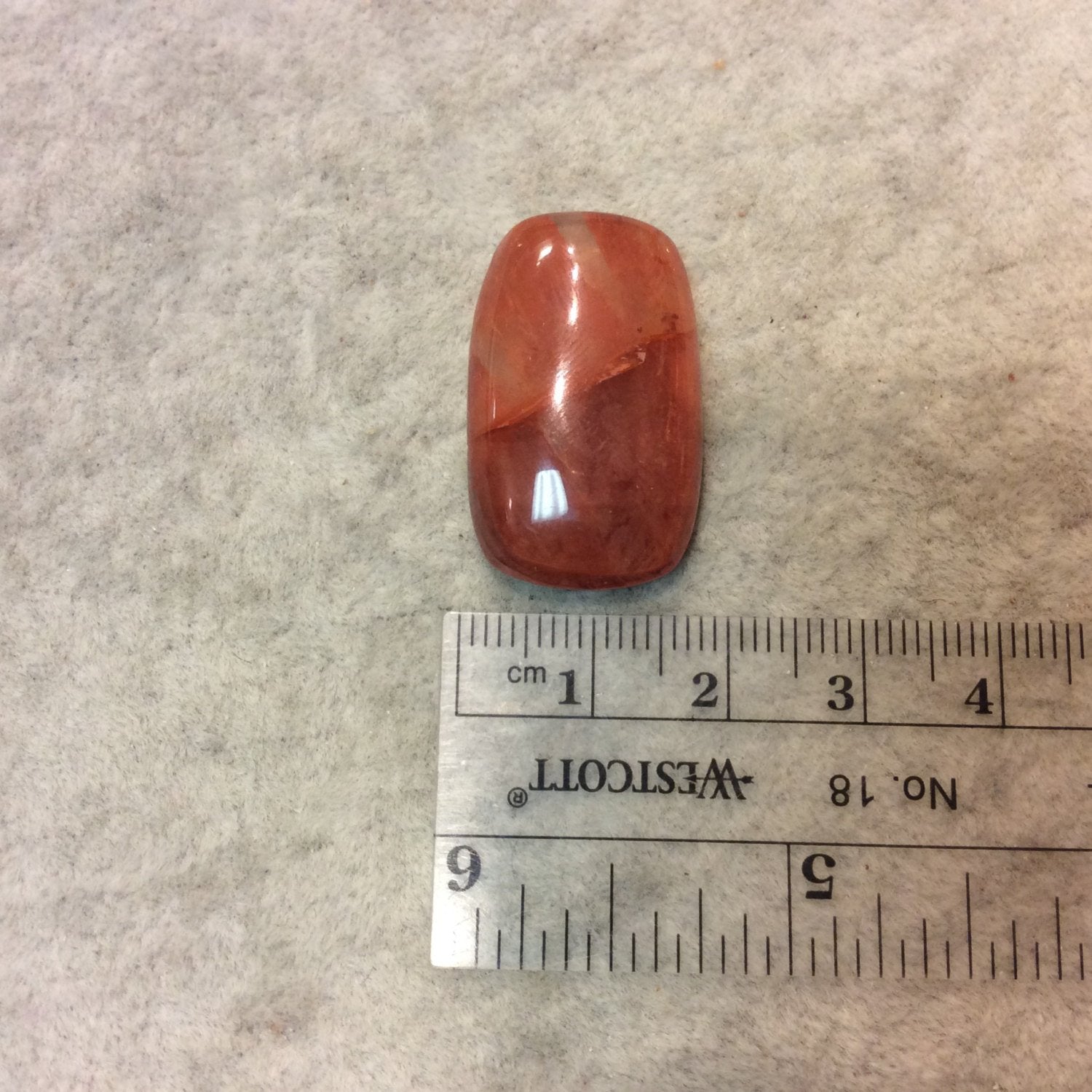 Strawberry Quartz Rounded Rectangle Shaped Flat Back Cabochon - Measuring 18mm x 29mm, 8mm Dome Height - Natural High Quality Gemstone