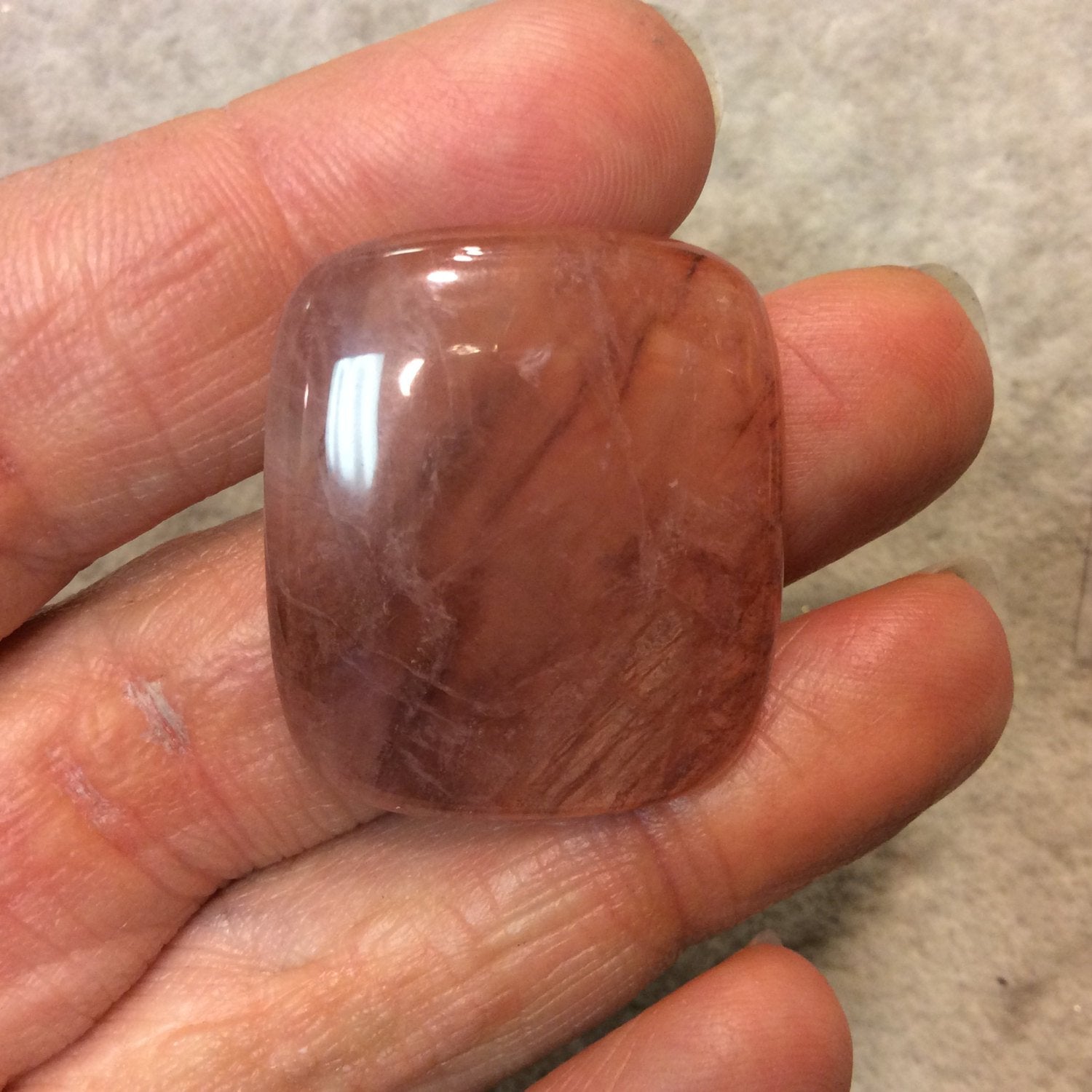Strawberry Quartz Rounded Rectangle Shaped Flat Back Cabochon - Measuring 28mm x 32mm, 5mm Dome Height - Natural High Quality Gemstone