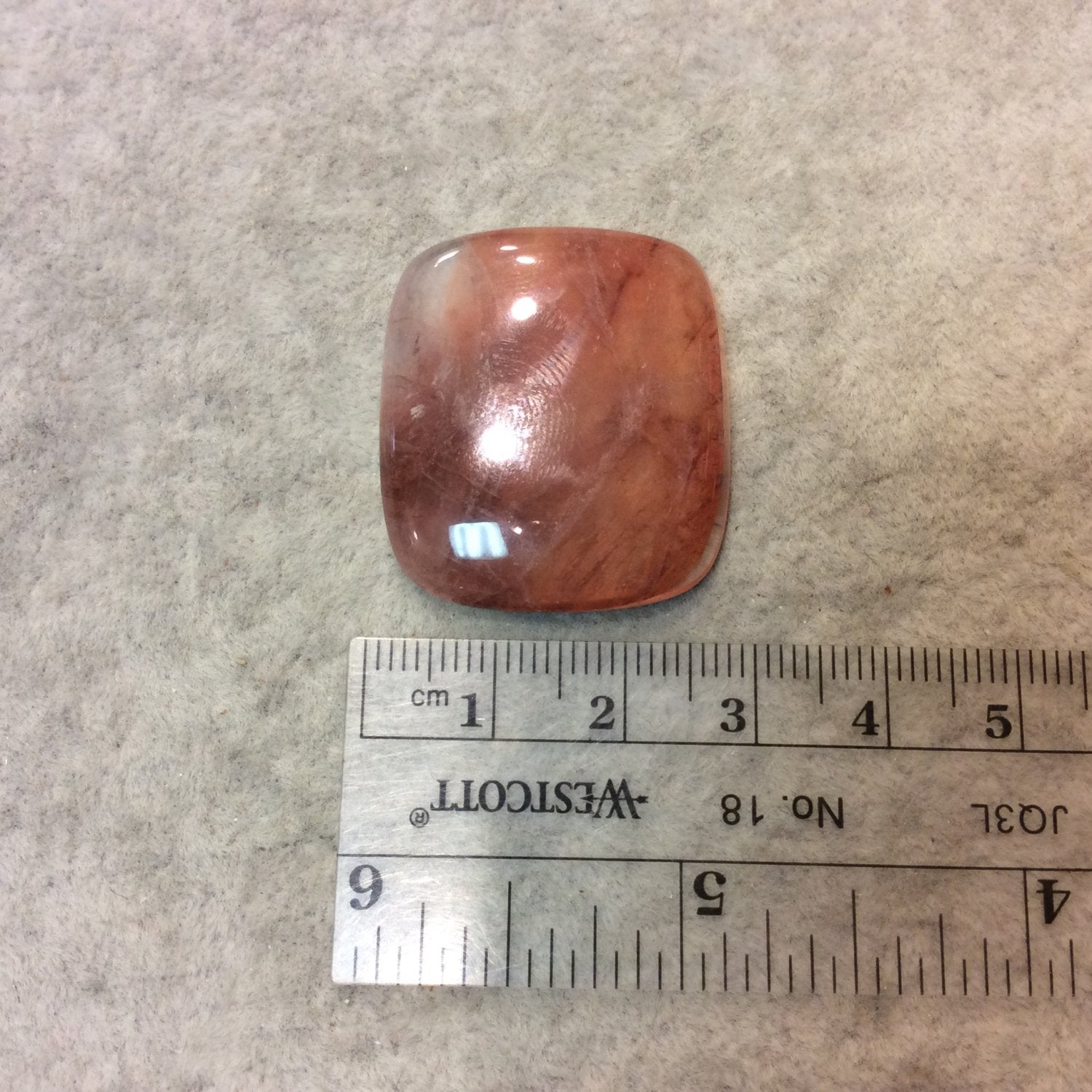 Strawberry Quartz Rounded Rectangle Shaped Flat Back Cabochon - Measuring 28mm x 32mm, 5mm Dome Height - Natural High Quality Gemstone