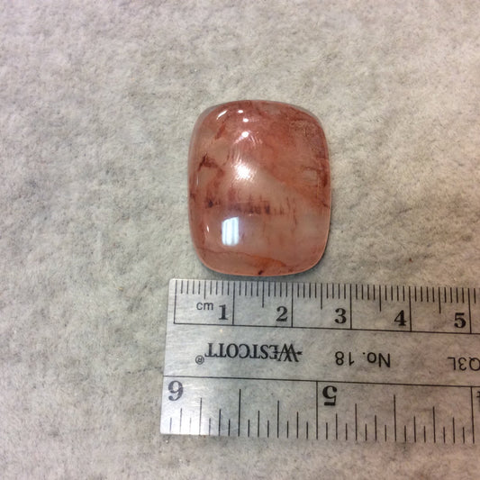 Strawberry Quartz Rounded Rectangle Shaped Flat Back Cabochon - Measuring 26mm x 32mm, 7mm Dome Height - Natural High Quality Gemstone