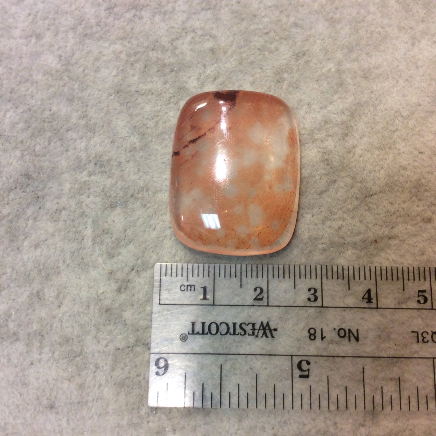 Strawberry Quartz Rounded Rectangle Shaped Flat Back Cabochon - Measuring 25mm x 33mm, 7mm Dome Height - Natural High Quality Gemstone