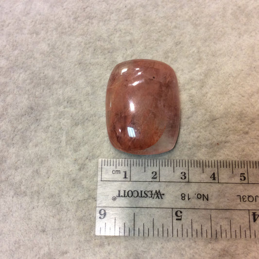 Strawberry Quartz Rounded Rectangle Shaped Flat Back Cabochon - Measuring 27mm x 35mm, 8mm Dome Height - Natural High Quality Gemstone