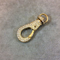 Clasp Large Warm Gold Plated Rhinestone Inlaid Lobster Claw Shaped Copper Clasp Components - Measuring 27mm x 63mm  - Sold Individually