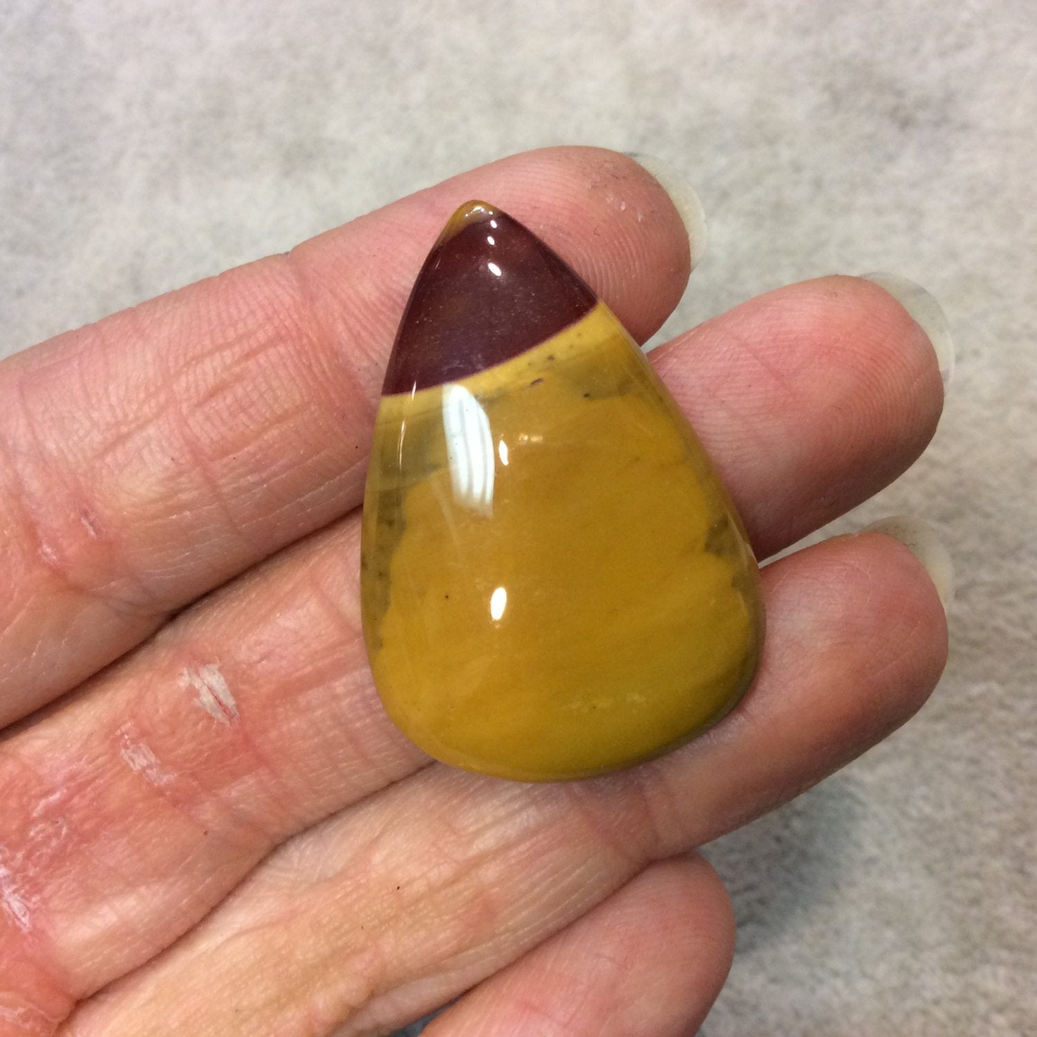 Natural Mookaite Pear/Teardrop Shaped Flat Back Cabochon - Measuring 25mm x 37mm, 7mm Dome Height - Natural High Quality Gemstone