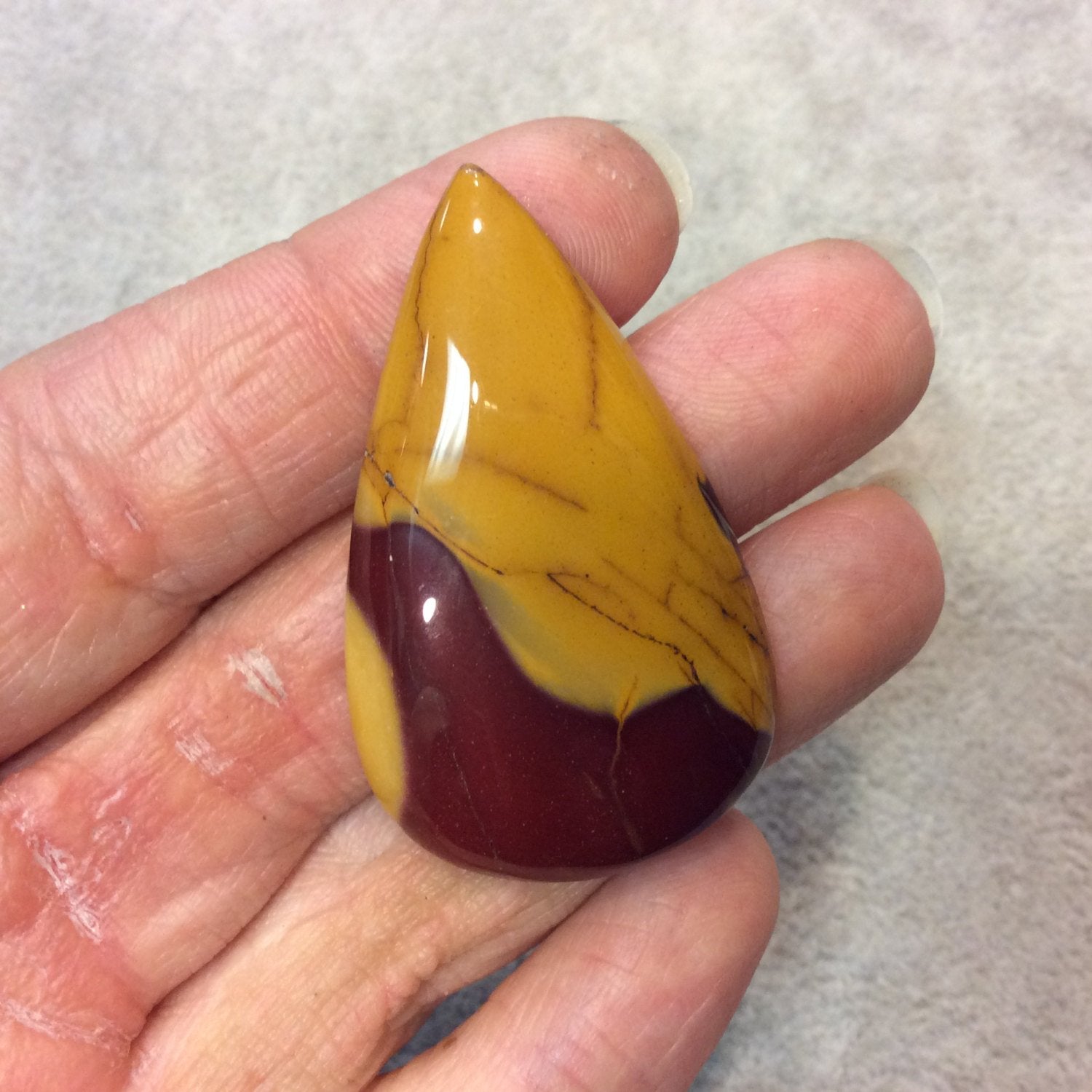 Natural Mookaite Pear/Teardrop Shaped Flat Back Cabochon - Measuring 29mm x 48mm, 6mm Dome Height - Natural High Quality Gemstone
