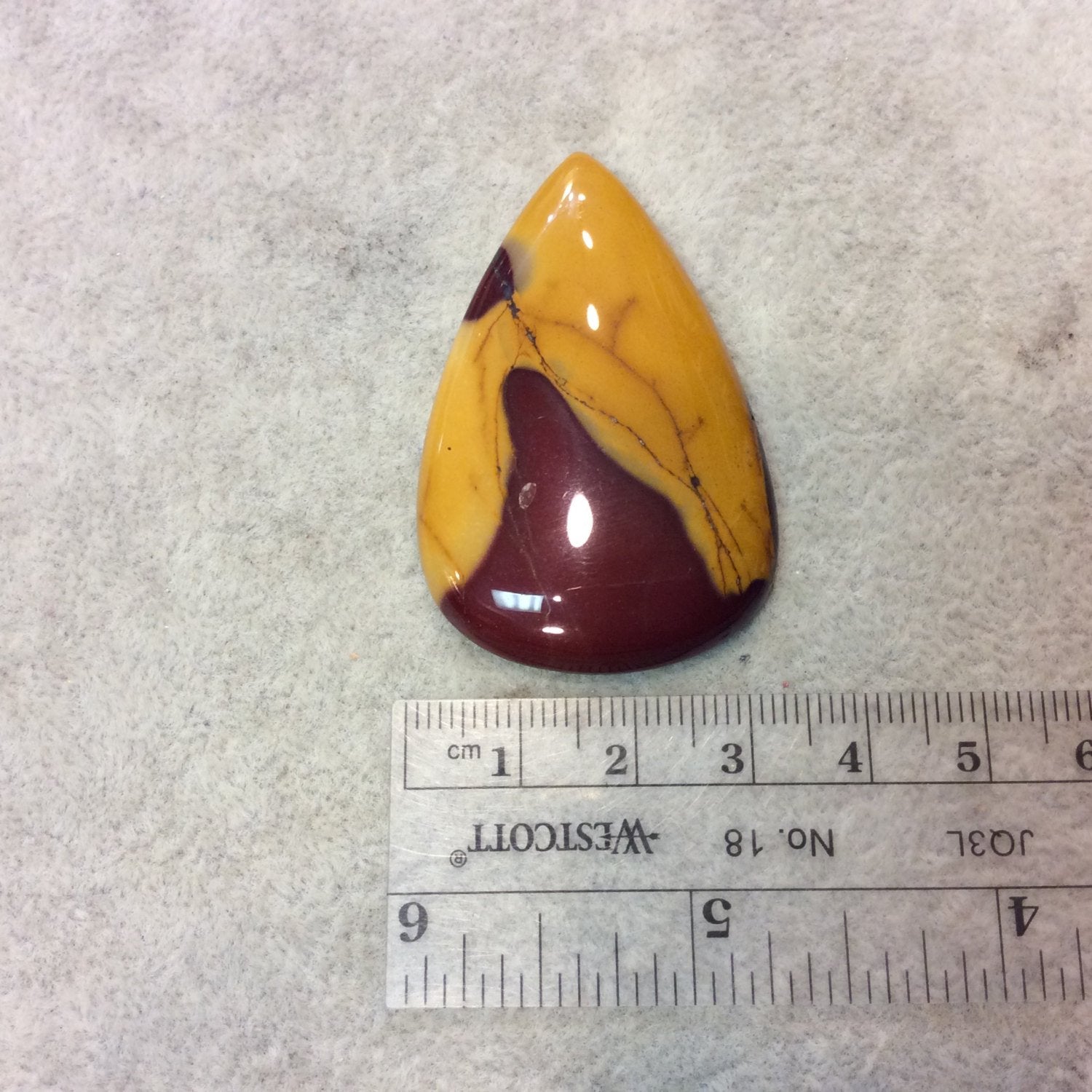 Natural Mookaite Pear/Teardrop Shaped Flat Back Cabochon - Measuring 32mm x 50mm, 6mm Dome Height - Natural High Quality Gemstone