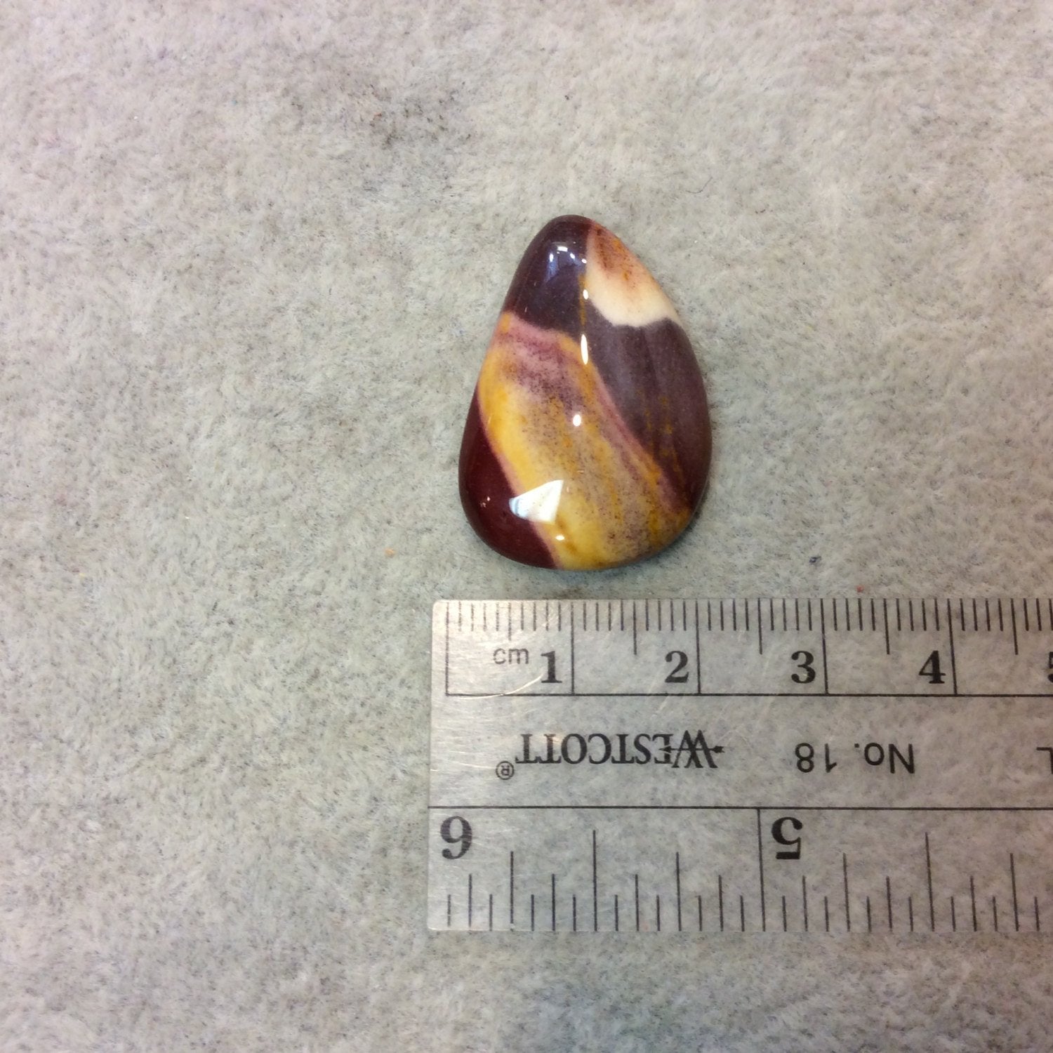 Natural Mookaite Curved Teardrop Shaped Flat Back Cabochon - Measuring 21mm x 31mm, 6mm Dome Height - Natural High Quality Gemstone