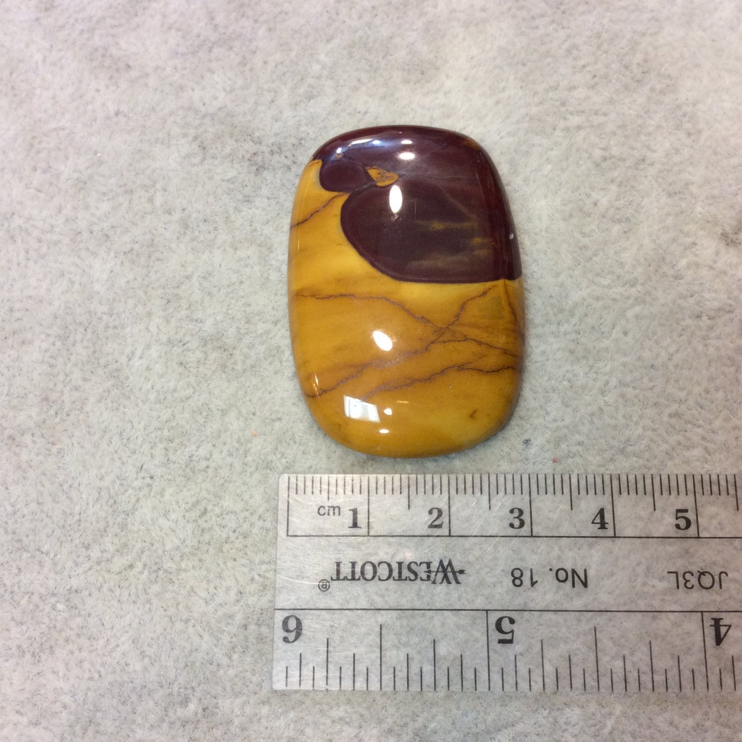 Natural Mookaite Rectangle Shaped Flat Back Cabochon - Measuring 31mm x 45mm, 6mm Dome Height - Natural High Quality Gemstone