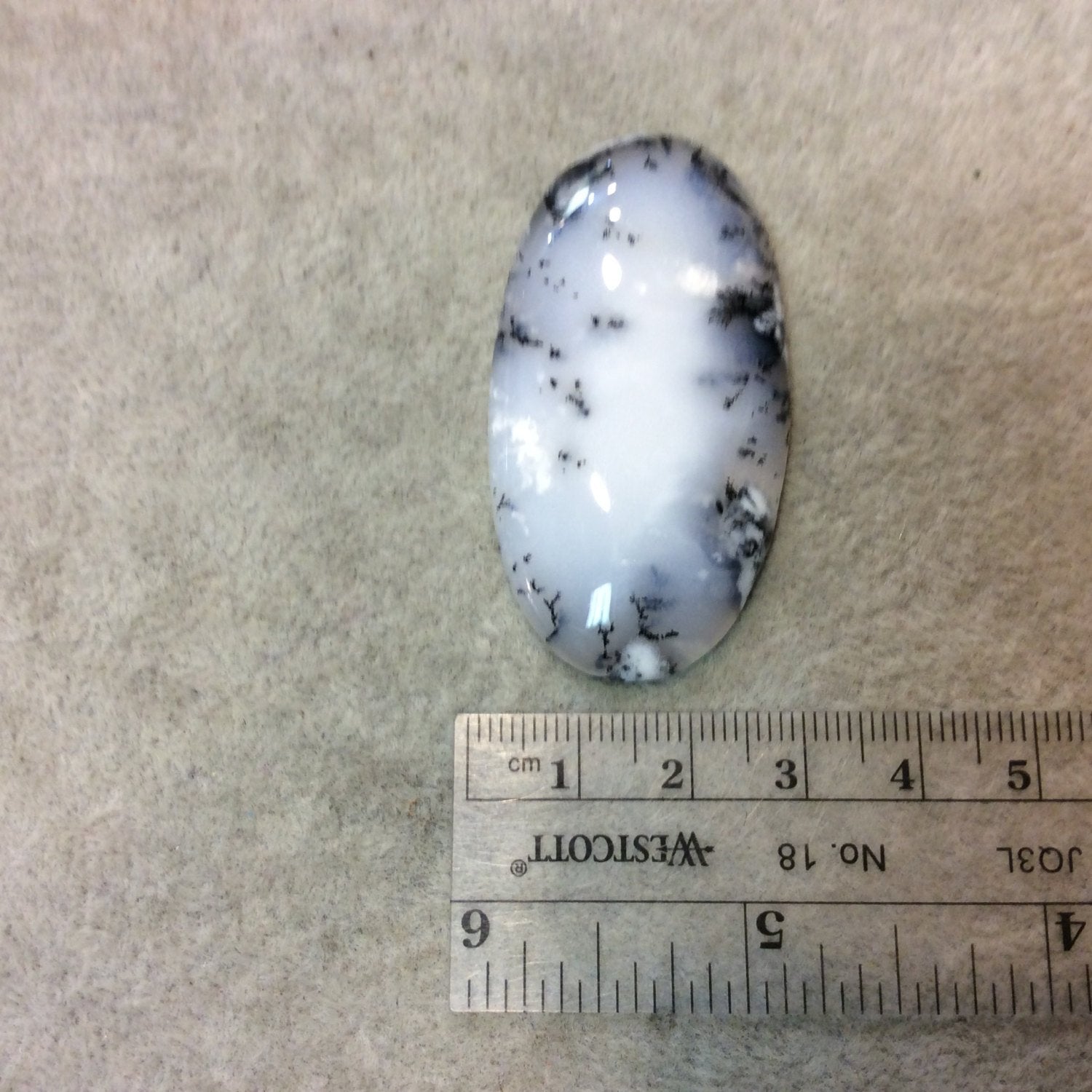Dendritic Opal Oblong Oval Shaped Flat Back Cabochon - Measuring 28mm x 54mm, 5mm Dome Height - Natural High Quality Gemstone