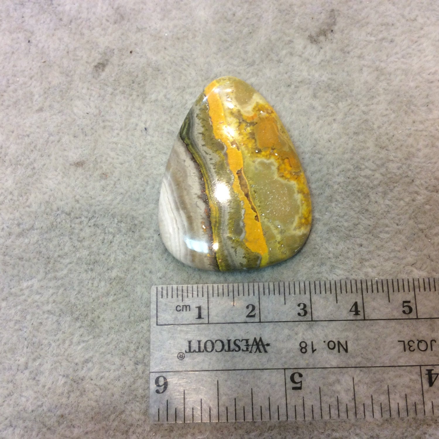 OOAK Natural Bumblebee Jasper Pear/Teardrop Shaped Flat Back Cabochon - Measuring 31mm x 41mm, 5mm Dome Height - High Quality Gemstone Cab