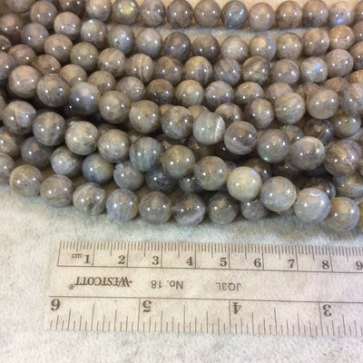 10mm Smooth Round Labradorite Beads with 1mm Holes - 16.25" Strand (Approx. 41 Beads) - Natural High Quality Semi-Precious Gemstone