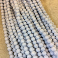 7mm Glossy Pale Light Blue Quality Irregular Rondelle Shape Indian Ceramic Beads - Sold by 16.25" Strand - Approximately 64 Beads