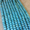 6mm x 10mm Faceted Synthetic Turquoise Rondelle Shaped Beads with 1mm Holes - 16" Strand (Approx. 66 Beads) - Synthetic Faux Gemstone