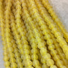 8mm Matte Lemon Yellow Irregular Rondelle Shape Indian Beach/Sea Glass Beads - Sold by 16.25" Strands - Approximately 51 Beads