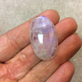 AAA Oblong Oval Shaped Moonstone Flat Back Cabochon with Blue Flash - Measuring 22mm x 36mm, 8mm Dome Height - Natural Gemstone Cab