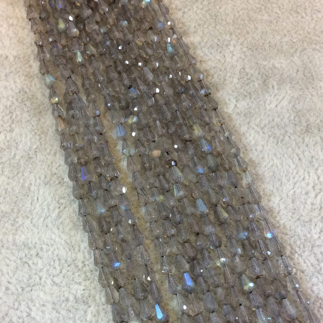 Labradorite Center Drilled Teardrop Beads - 4mm