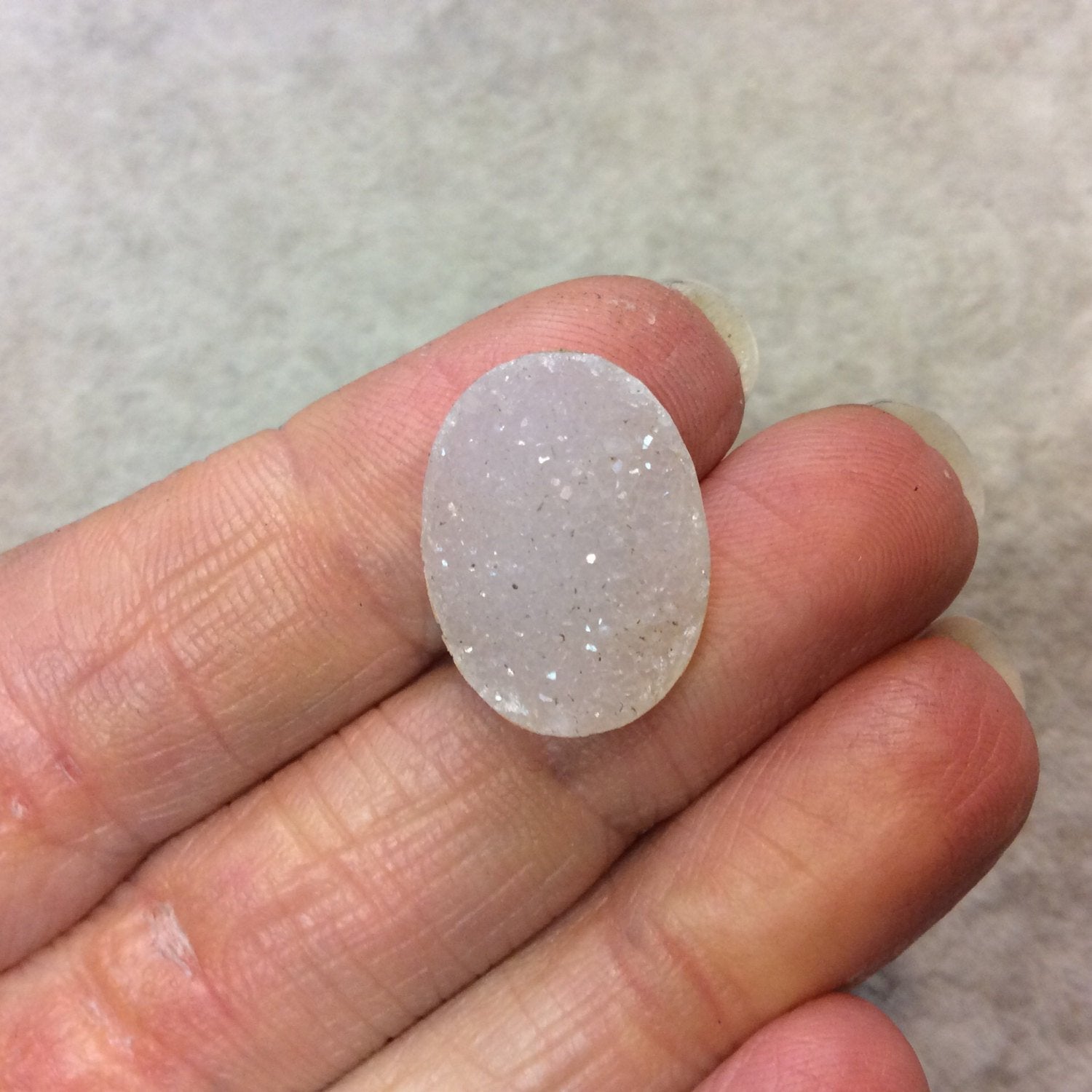 OOAK Natural Neutral Tone Druzy Oval Flat Back Cabochon 'G' - Measuring 15mm x 20mm, Approx., 5mm Dome Height - Natural Gemstone Cab