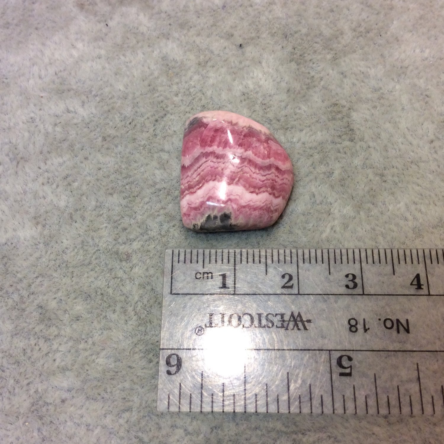 Natural Pink/White Rhodochrosite Freeform Shaped Flat Back Cabochon - Measuring 19mm x 23mm, 6mm Dome Height - High Quality Gemstone