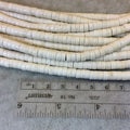 3mm x 6mm Smooth White/Cream Howlite Heishi/Disc Shaped Beads - 15.75" Strand (Approximately 127 Beads) - Natural Gemstone