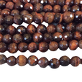 10mm Natural Red Tiger Eye Faceted Finish Round/Ball Shaped Beads with 2.5mm Holes - 7.75" Strand (Approx. 20 Beads) - LARGE HOLE BEADS