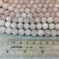 10mm Natural Pink Rose Quartz Faceted Round/Ball Shaped Beads with 2.5mm Holes - 7.75" Strand (Approx. 20 Beads) - LARGE HOLE BEADS