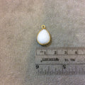 Gold Plated Faceted White Hydro (Lab Created) Chalcedony Pear/Teardrop Shaped Bezel Pendant - Measuring 12mm x 16mm - Sold Individually
