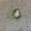 Gold Plated Faceted Pale Green Hydro (Lab Created) Quartz Pear/Teardrop Shaped Bezel Connector - Measuring 15mm x 20mm - Sold Individually