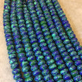 5mm x 8mm Synthetic Malachite/Azurite Smooth Finish Rondelle Beads with 2.5mm Holes - 7.75" Strand (Approx. 36 Beads) - LARGE HOLE BEADS