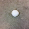 Silver Plated Faceted White Hydro (Lab Created) Chalcedony Diamond Shaped Bezel Pendant - Measuring 18mm x 18mm - Sold Individually