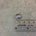 Gold Plated Faceted Synthetic Gray Cat's Eye (Manmade Glass) Round/Coin Shaped Bezel Pendant - Measuring 10mm x 10mm - Sold Individually