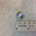 Gold Plated Faceted Synthetic Gray Cat's Eye (Manmade Glass) Heart/Teardrop Shaped Bezel Connector - Measuring 15mm x 15mm - Sold Individual
